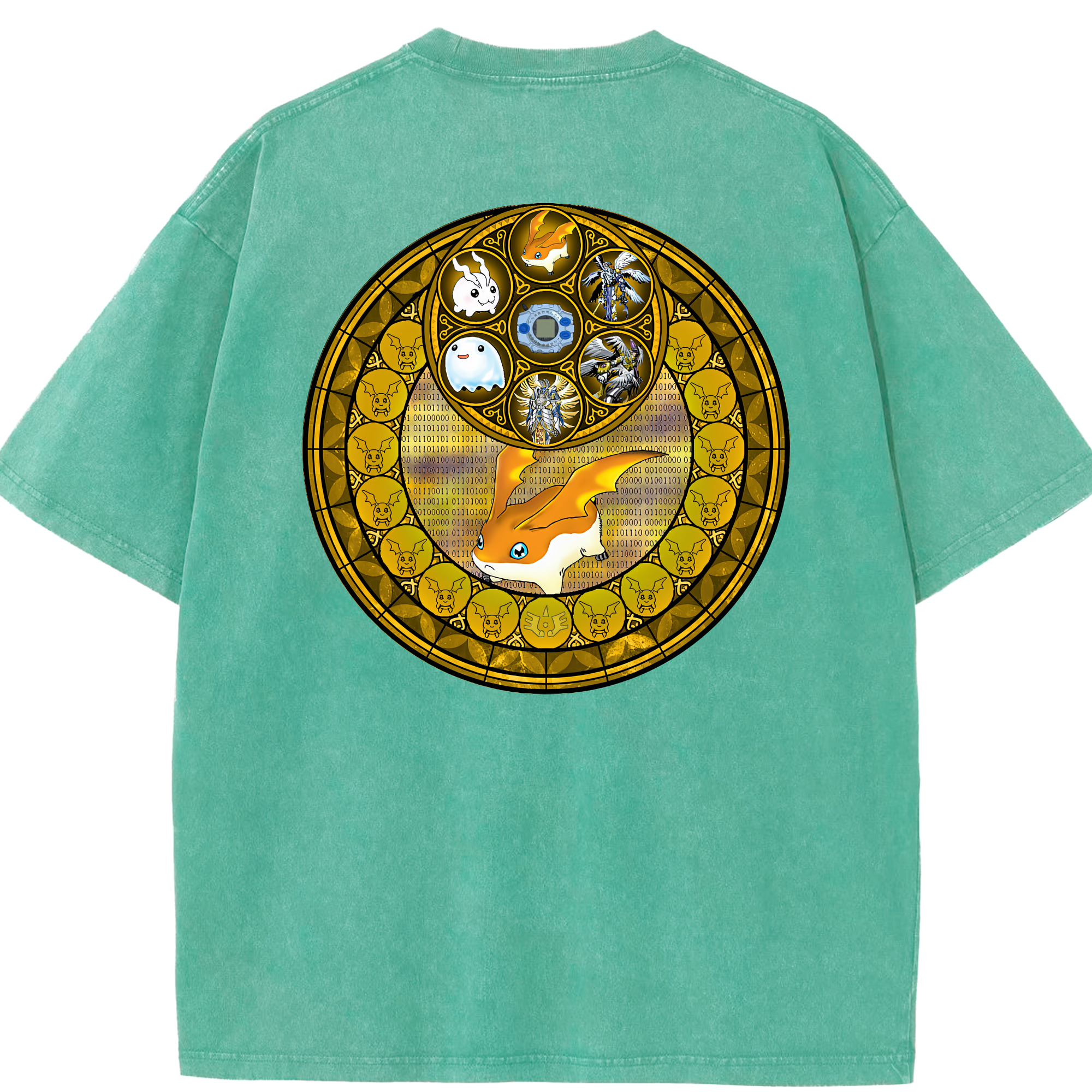 （画像用） Digimon デジタルモンスター/デジモン 綿100% ヴィンテージ風 半袖Tシャツ（背面プリント）